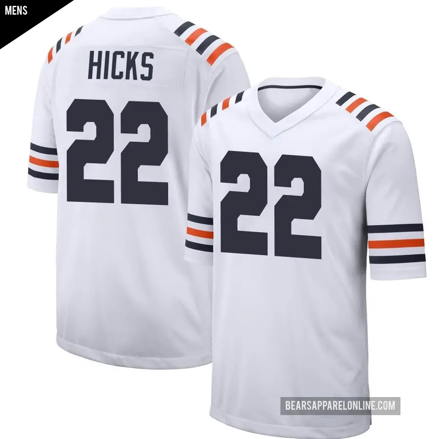 Men's Chicago Bears ＃22 Elijah Hicks White Game Alternate Classic Jersey