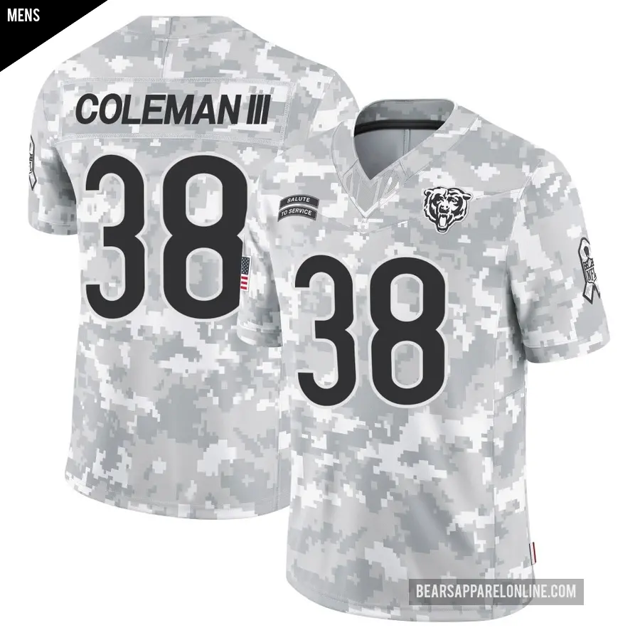 Men's Chicago Bears ＃38 Douglas Coleman III Arctic Camo Limited 2024 Salute to Service Jersey