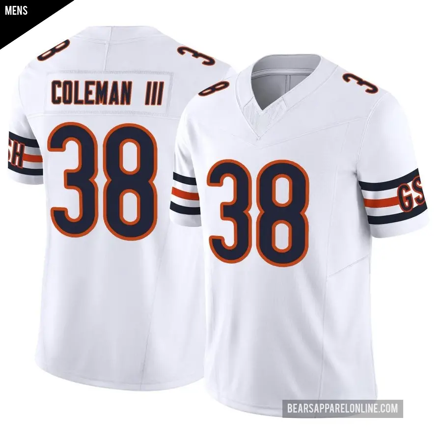 Men's Chicago Bears ＃38 Douglas Coleman III White Limited Vapor F.U.S.E. Jersey