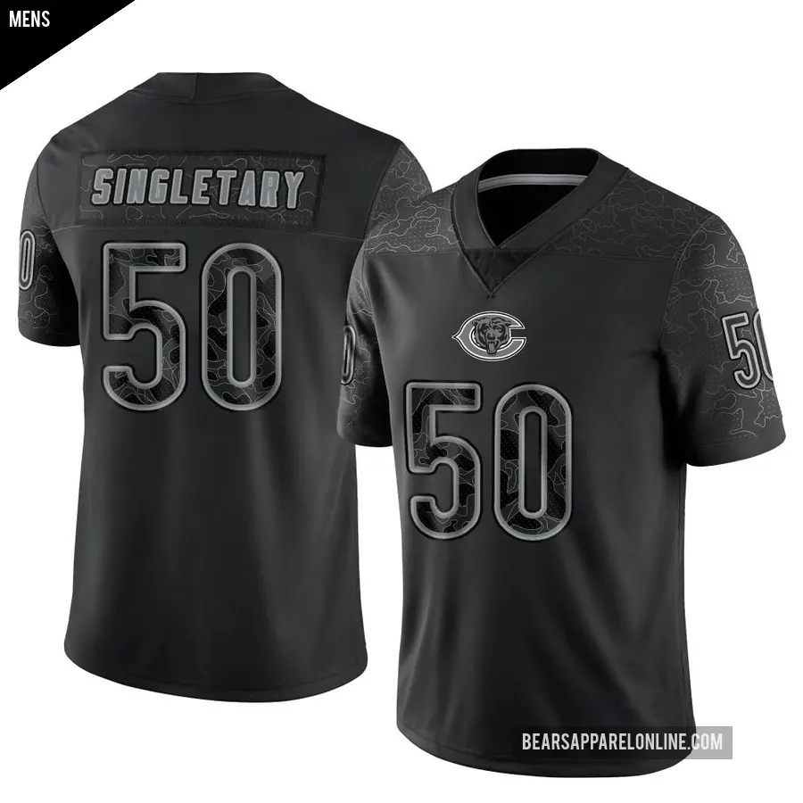 Men's Chicago Bears ＃50 Mike Singletary Black Limited Reflective Jersey