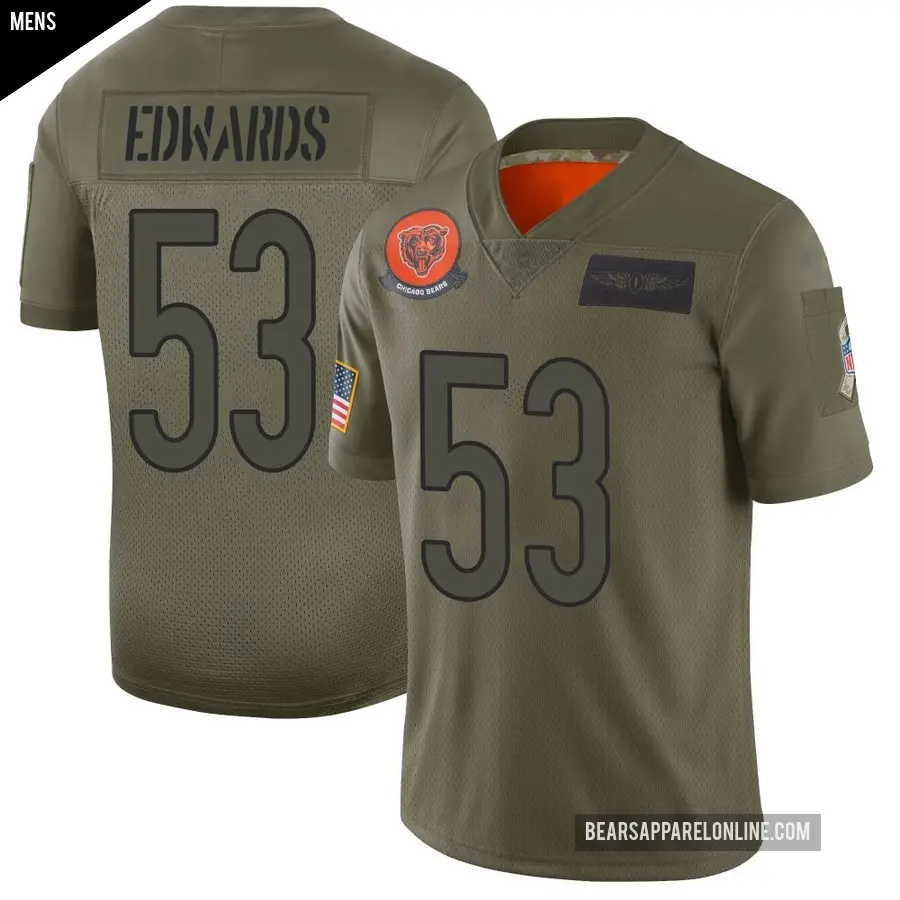Men's Chicago Bears ＃53 T.J. Edwards Camo Limited 2019 Salute to Service Jersey