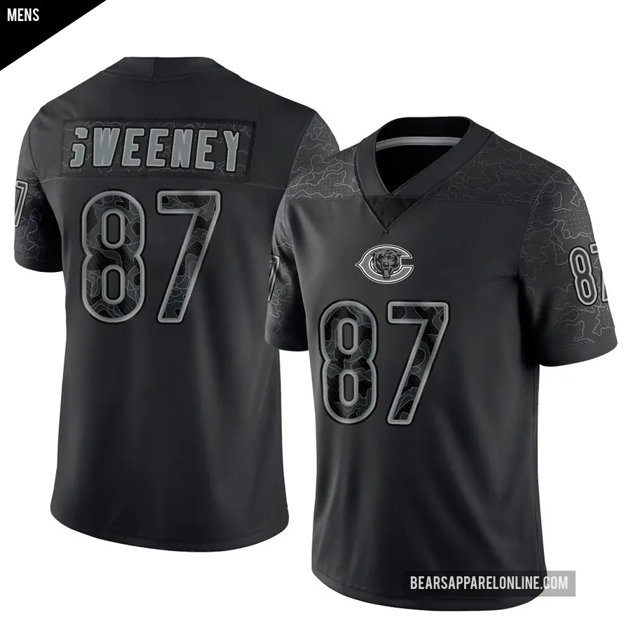 Men's Chicago Bears ＃87 Tommy Sweeney Black Limited Reflective Jersey