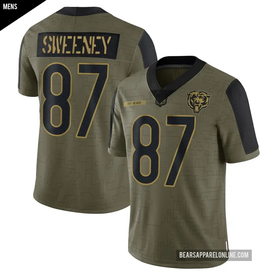 Men's Chicago Bears ＃87 Tommy Sweeney Olive Limited 2021 Salute To Service Jersey
