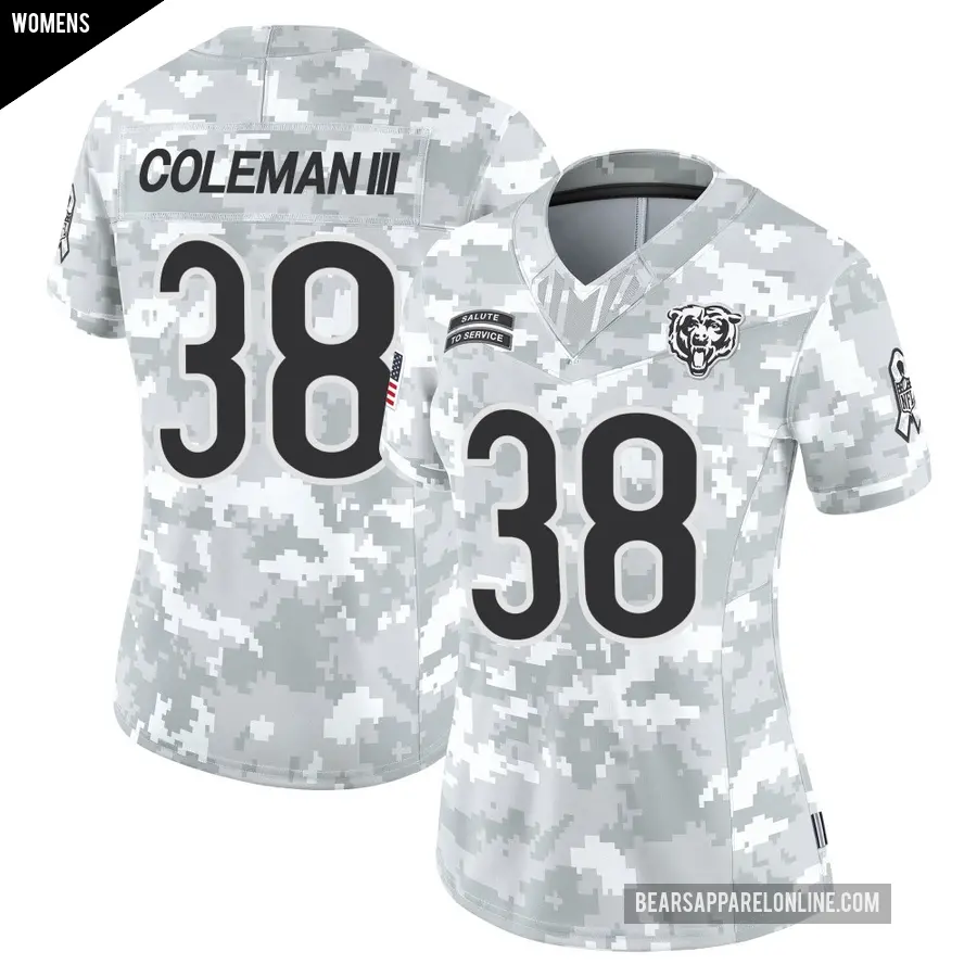 Women's Chicago Bears ＃38 Douglas Coleman III Arctic Camo Limited 2024 Salute to Service Jersey