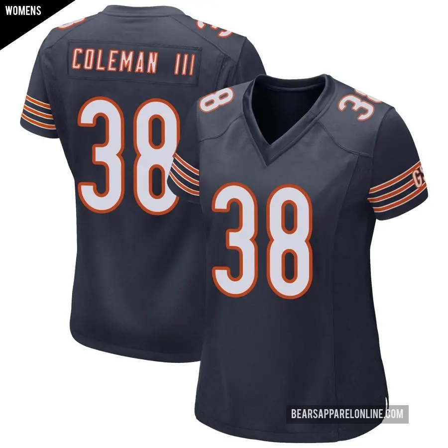 Women's Chicago Bears ＃38 Douglas Coleman III Navy Game Team Color Jersey
