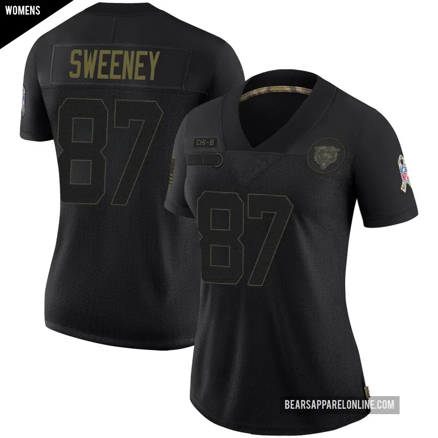 Women's Chicago Bears ＃87 Tommy Sweeney Black Limited 2020 Salute To Service Jersey