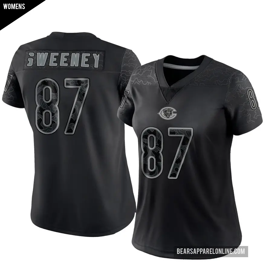 Women's Chicago Bears ＃87 Tommy Sweeney Black Limited Reflective Jersey