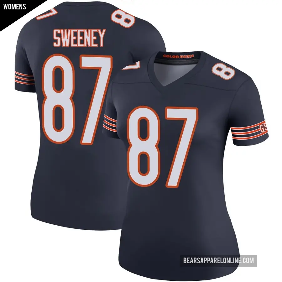 Women's Chicago Bears ＃87 Tommy Sweeney Navy Legend Color Rush Jersey