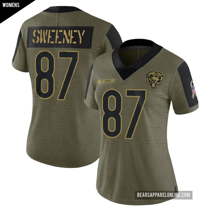 Women's Chicago Bears ＃87 Tommy Sweeney Olive Limited 2021 Salute To Service Jersey