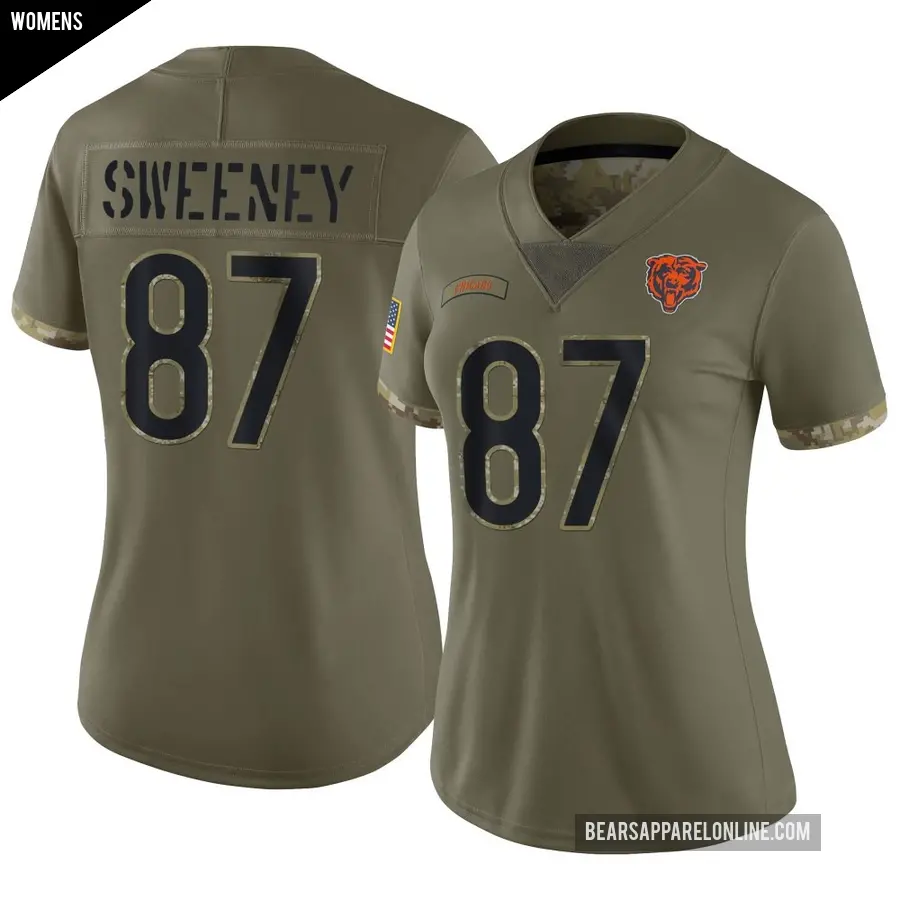 Women's Chicago Bears ＃87 Tommy Sweeney Olive Limited 2022 Salute To Service Jersey