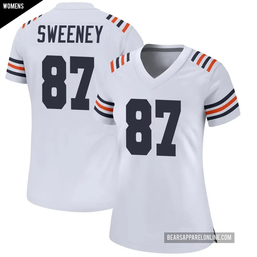 Women's Chicago Bears ＃87 Tommy Sweeney White Game Alternate Classic Jersey