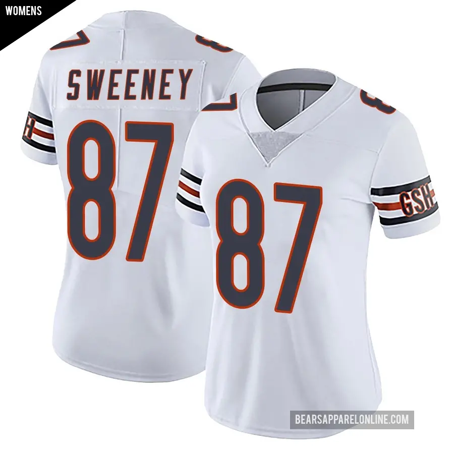 Women's Chicago Bears ＃87 Tommy Sweeney White Limited Vapor Untouchable Jersey