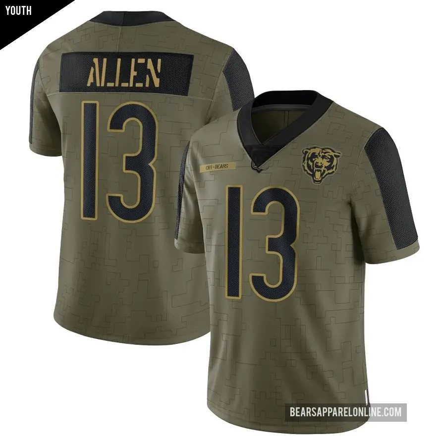 Youth Chicago Bears ＃13 Keenan Allen Olive Limited 2021 Salute To Service Jersey