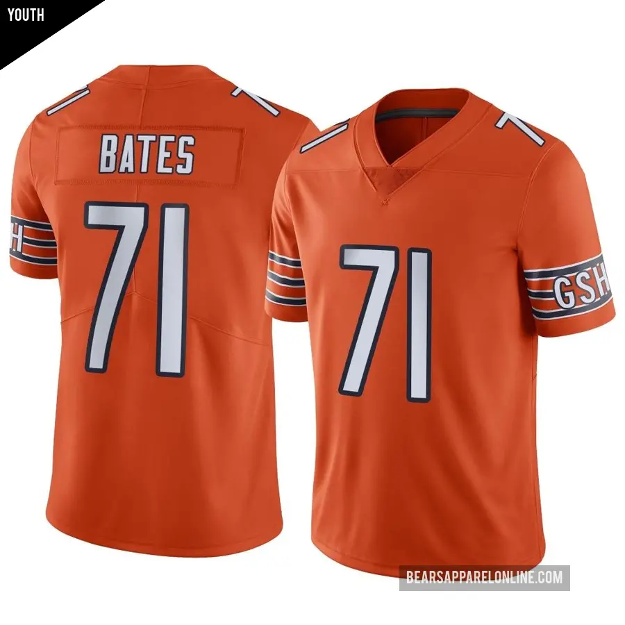 Youth Chicago Bears ＃71 Ryan Bates Orange Limited Alternate Vapor Jersey