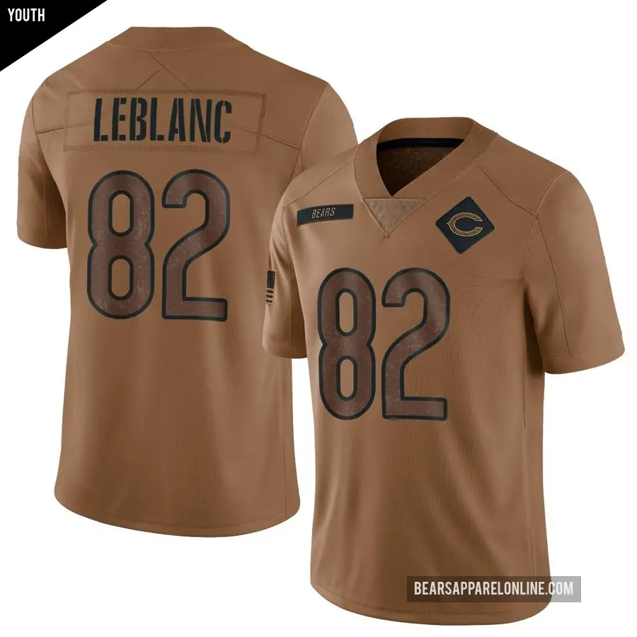 Youth Chicago Bears ＃82 Peter LeBlanc Brown Limited 2023 Salute To Service Jersey