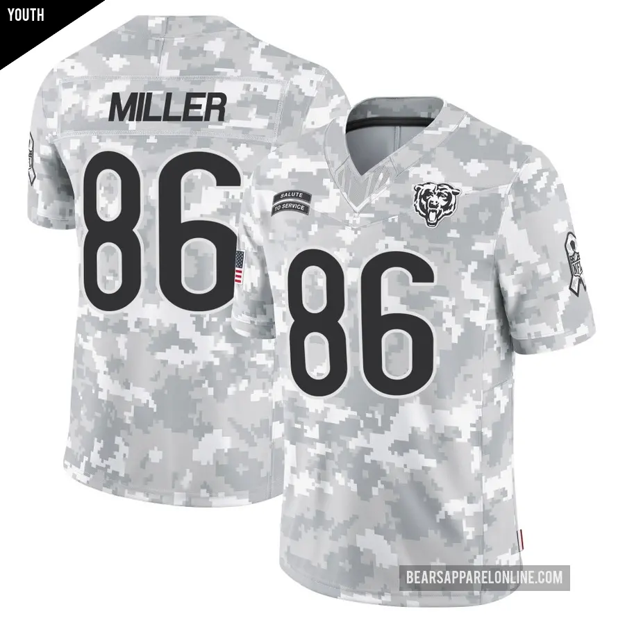 Youth Chicago Bears ＃86 Zach Miller Arctic Camo Limited 2024 Salute to Service Jersey