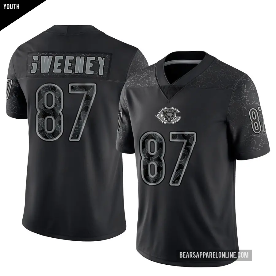 Youth Chicago Bears ＃87 Tommy Sweeney Black Limited Reflective Jersey