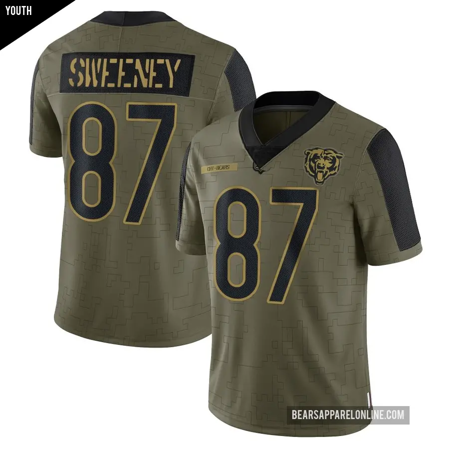 Youth Chicago Bears ＃87 Tommy Sweeney Olive Limited 2021 Salute To Service Jersey