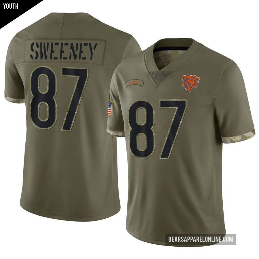 Youth Chicago Bears ＃87 Tommy Sweeney Olive Limited 2022 Salute To Service Jersey