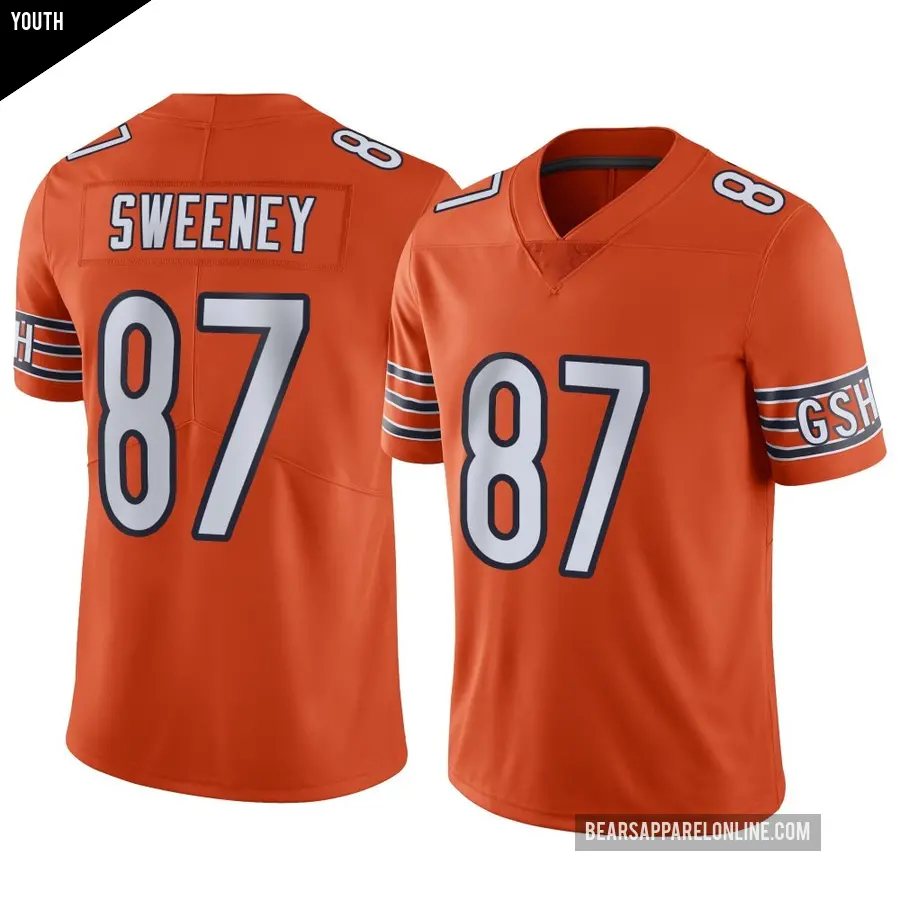 Youth Chicago Bears ＃87 Tommy Sweeney Orange Limited Alternate Vapor Jersey