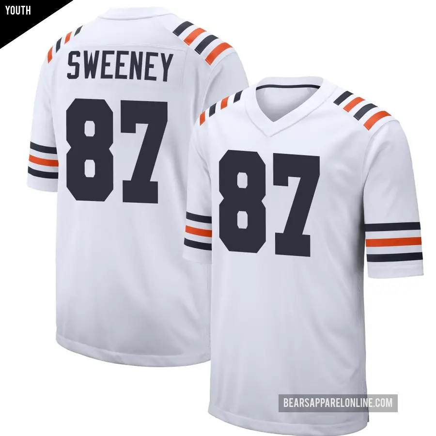 Youth Chicago Bears ＃87 Tommy Sweeney White Game Alternate Classic Jersey