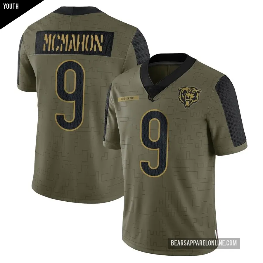 Youth Chicago Bears ＃9 Jim McMahon Olive Limited 2021 Salute To Service Jersey